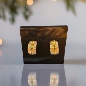👑 Vintage GOLD VERMEIL .925 Sterling Silver Earrings with Natural Peridot Gems